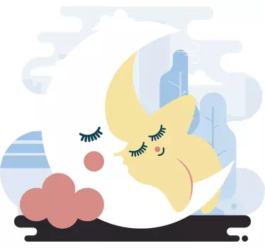 Sticker chambre enfant lune et étoile - TenStickers
