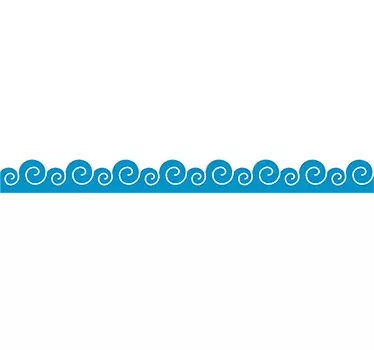 Sticker salle de bain - Frise tapisserie murale vagues bleues - TenStickers