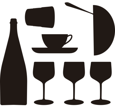 Sticker fenêtre gastronomie silhouette verres simples - TenStickers