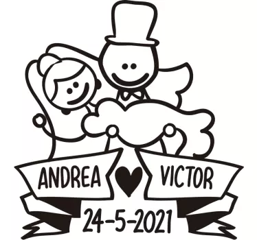 Sticker mariage personnalisable noms des mariés voiture - TenStickers