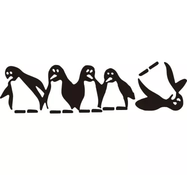 Sticker frigo oiseaux pingouins et chute - TenStickers
