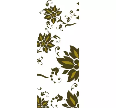 Autocollant Salle de Bain porte florale verte - TenStickers
