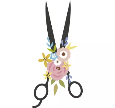 Décoration murale ciseaux et fleurs - TenStickers