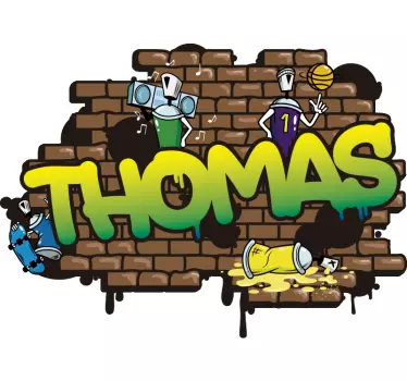 Sticker graffiti avec briques personnalisable - TenStickers