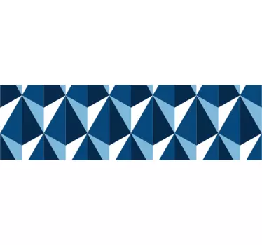Sticker mural salon - Frise murale adhésive triangles bleus - TenStickers