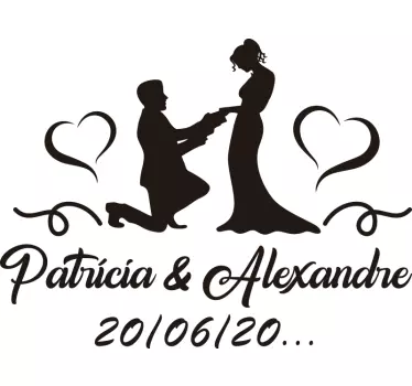 Sticker mariage prénom et date fiançailles - TenStickers