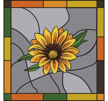 Sticker fenêtre tournesol imitation vitrail - TenStickers