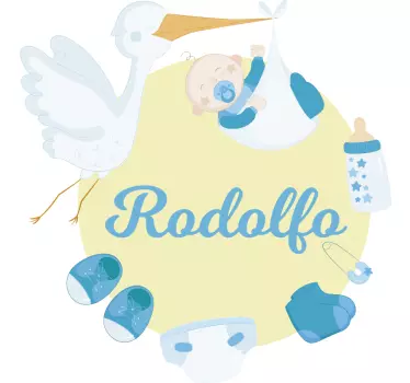 Sticker chambre bébé bleu cigogne - TenStickers
