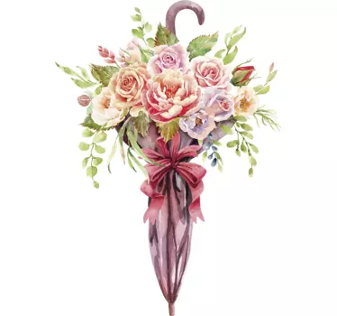 Sticker bouquet de fleur dans un parapluie - TenStickers