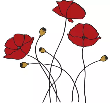 stickers muraux fleur de pavot fleur de printemps - TenStickers
