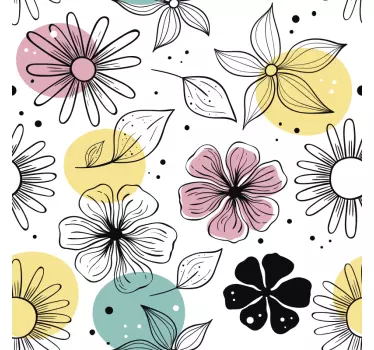 Sticker meuble fleurs motif dessin de fleurs - TenStickers