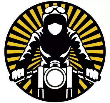 Sticker moto style vintage avec motard - TenStickers