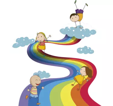 Paysage arc-en-ciel pour les enfants illustration art mural - TenStickers