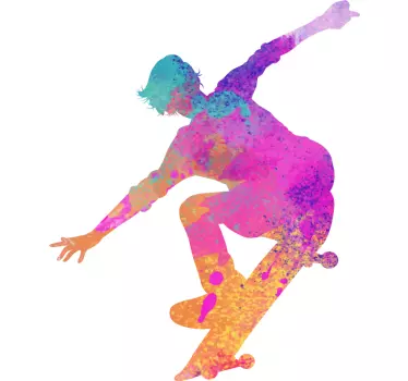 Sticker Silhouette de skateur coloré - TenStickers