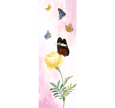 Sticker frigo trompe l'oeil composition florale de papillons - TenStickers