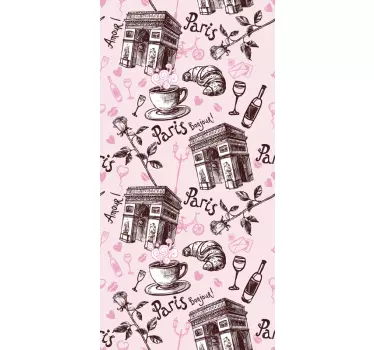 Sticker pour frigo rose Thème Paris - TenStickers