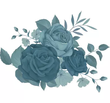 Sticker mural fleurs Bouquet bleu - TenStickers