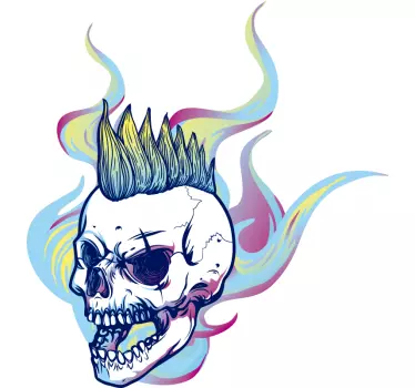 Moto flamme crâne moto stickers - TenStickers