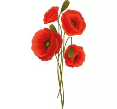 Sticker de salle de bain fleurs de coquelicot - TenStickers