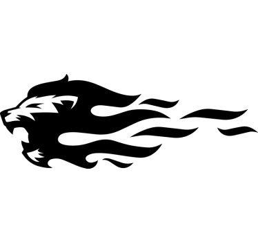 Sticker voiture lion avec flammes - TenStickers