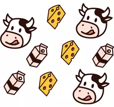 Sticker dessins de la vache à lait et du fromage alimentaire - TenStickers
