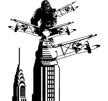 Sticker kingkong sur une tour avec des avions cinéma - TenStickers