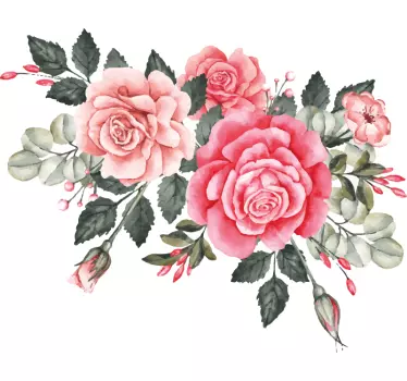 Bouquet de fleurs roses - TenStickers