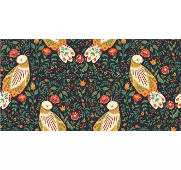Sticker meuble fleurs et oiseaux colorés - TenStickers