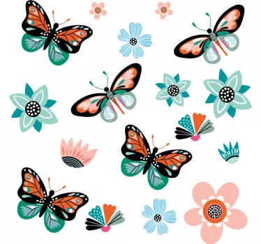 Sticker vélo animaux papillons et fleurs - TenStickers
