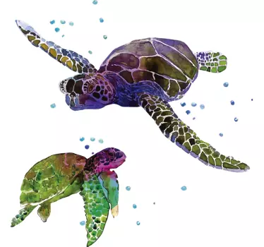 Sticker mural Animaux Tortues abstraites colorées - TenStickers