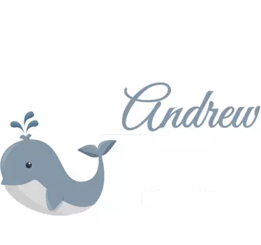 Sticker chambre bébé baleine avec nom personnalisable - TenStickers