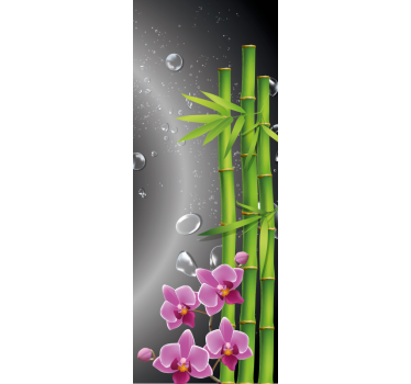Sticker paroi de douche salle de bain bambou et roseaux - TenStickers