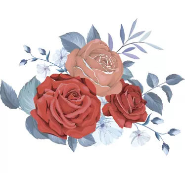 Sticker mural chambre bouquet de roses - TenStickers