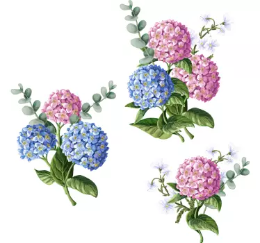 Sticker fleur arrangement bleu et rose - TenStickers