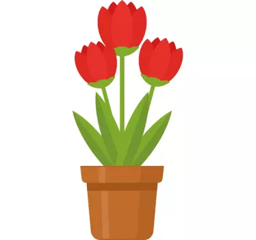 Sticker Mural Fleur Pot de fleurs rouges - TenStickers