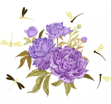 Sticker fleurs et plantes arrangement de pivoines lavande - TenStickers