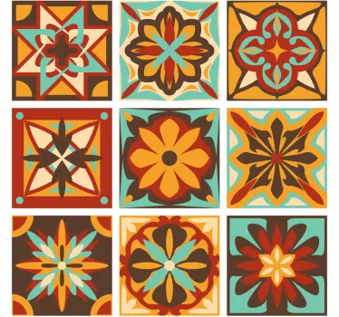 Sticker carrelage nuances oranges et marrons - TenStickers