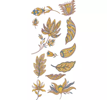 Sticker fleurs et plantes arrangement de feuilles colorées - TenStickers
