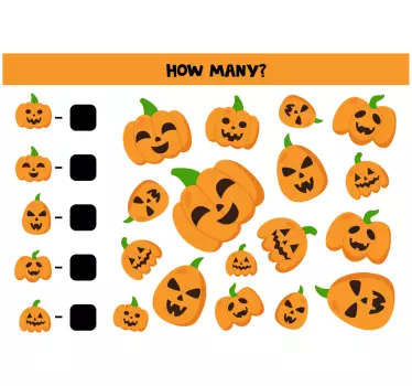 Sticker tableau blanc jeu de comptage de citrouilles - TenStickers