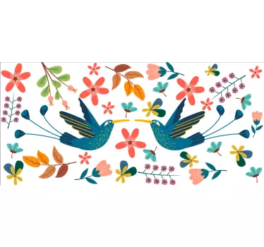 Adhésif meuble oiseaux tenango colorés - TenStickers