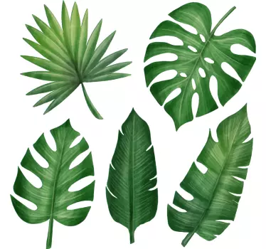 Sticker mural pack de feuilles tropicales réalistes - TenStickers