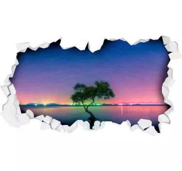 Sticker trompe-l’œil effet optique univers réfléchi - TenStickers