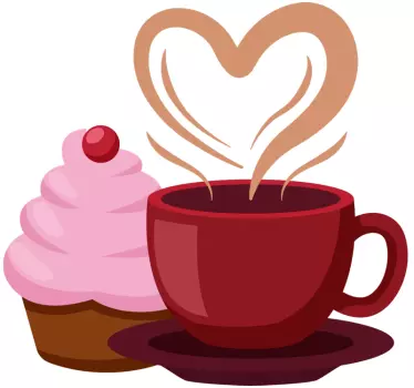  Autocollant de battement de coeur de café - TenStickers