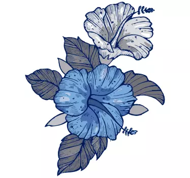 Sticker Mural Fleur Grandes fleurs bleues et blanches - TenStickers