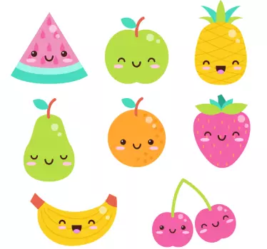 Autocollant Fruit Pack de 8 fruits mignons - TenStickers