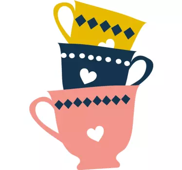 Autocollant Boisson 3 tasses à thé empilées - TenStickers