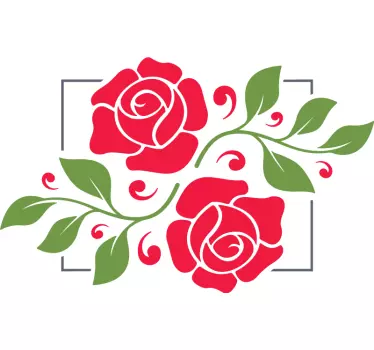 Autocollant Miroir Cadre de fleurs romantiques - TenStickers