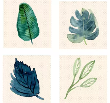 Sticker carrelage feuilles vertes tropicales - TenStickers