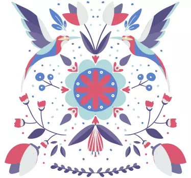 Sticker nature motif d'oiseau fleuri - TenStickers
