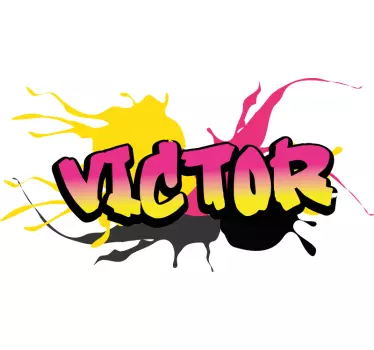 Sticker graffiti rose et jaune pour chambre d'ado - TenStickers